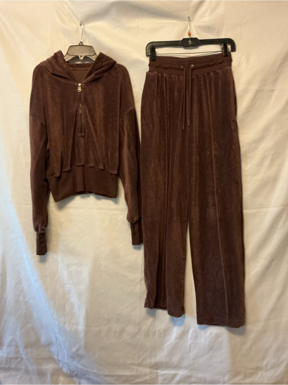 Women’s Brown Velvet Lounge Pants Set- Cozy Wide-Leg Pull-On